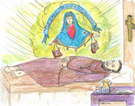 The Blessed Virgin Mary appeared in her most powerful role as Our Lady Mediatrix of All Graces ®, holding our “Twelve Way All Protecting Double Scapular©” in her hands, in a dream to Father David, who is a miracle working Capuchin priest, who has Stigmata wounds on his hands and feet, which Blessed Pope John Paul II witnessed and acknowledged, and which was confirmed by the Vatican physician!